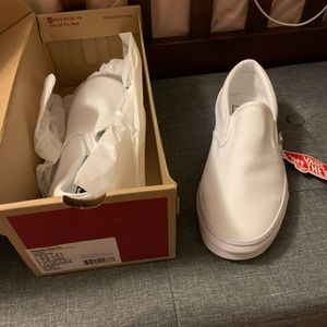 Brand new white slip on vans
